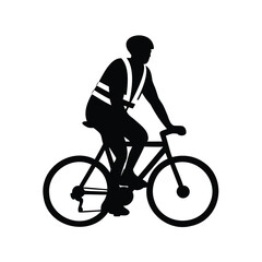 Obraz premium Silhouette of cyclist wearing safety vest
