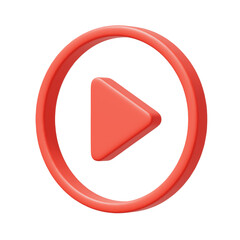 丸で囲まれた再生マークの3Dアイコン