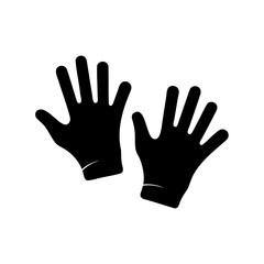 Obraz premium Black graphic showing a pair of protective gloves or stylized hands