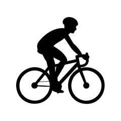 Fototapeta premium Silhouette of a cyclist on a road bike against a white background