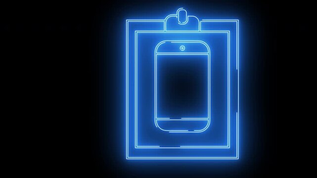smartphone icon and document board icon with neon effect