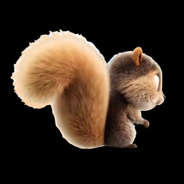 Adorable cartoon chipmunk character animation isolated asset, transparent 4K video, alpha channel, ProRes 4444