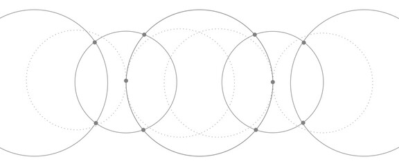 Vector graphic design element with with overlapping circles, dots and dashed circles science and connection concept © aLo