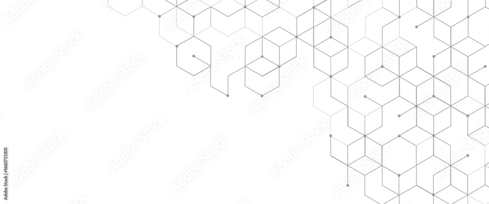 Poster vector graphic design element with with hexagonal digital geometric science and connection concept