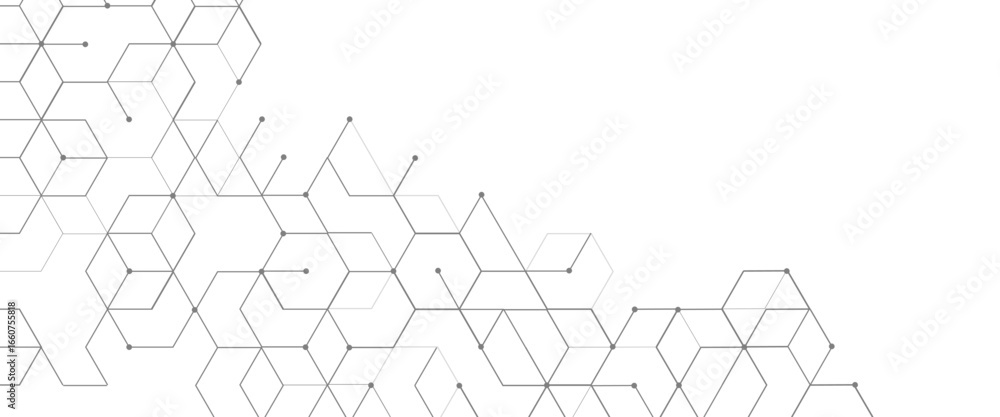 Poster vector graphic design element with with hexagonal digital geometric science and connection concept