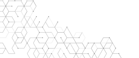 Vector graphic design element with with hexagonal digital geometric science and connection concept