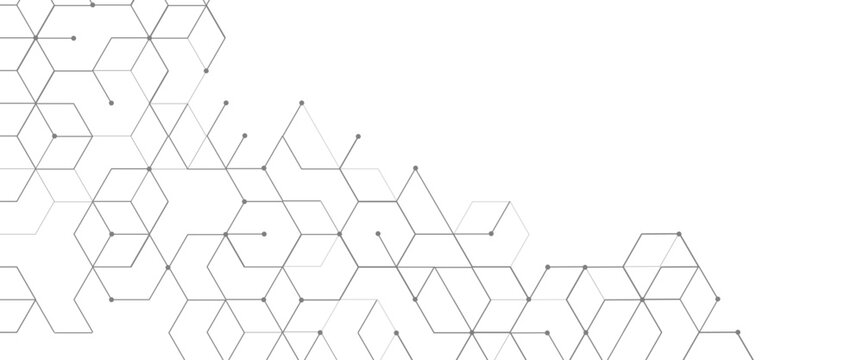 Vector graphic design element with with hexagonal digital geometric science and connection concept