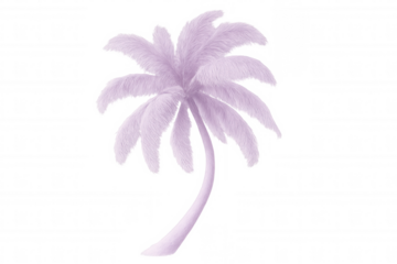 Fluffy pink palm tree isolated on transparent background, perfect for exotic and surreal projects