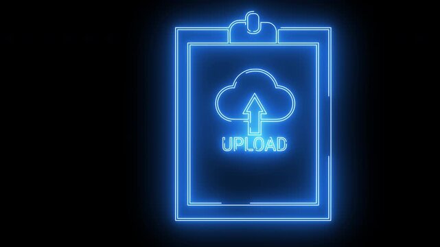upload icon and document board icon with neon effect