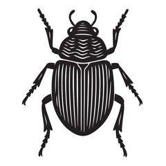 Intricate Beetle, Top View in Linocut Woodcut Print Style