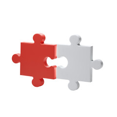Obraz premium Red and White Puzzle Pieces Connected Integration Solution