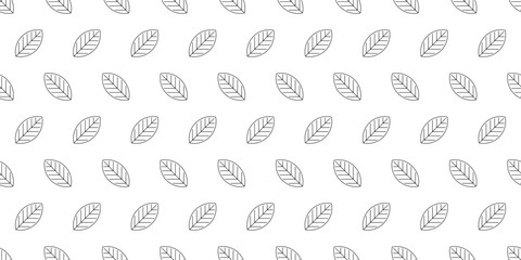 Minimal seamless pattern with geometric leaf outlines, simple nature background design