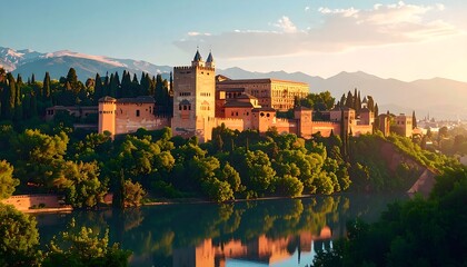 Fototapeta premium Alhambra Sunset with Granada, and Spain.