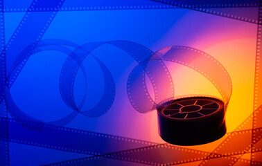 abstract cinema background with film strip