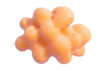 Irregularly shaped, textured orange foam floating on a transparent background, perfect for various design projects