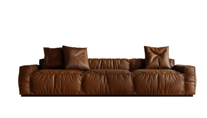 Leather sofa unit on transparent background- 3D rendering