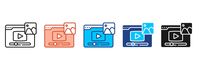 Video Content Icon Set Multiple Style Collection