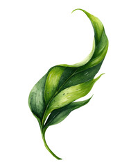 A vibrant green leaf, stylized, with subtle highlights