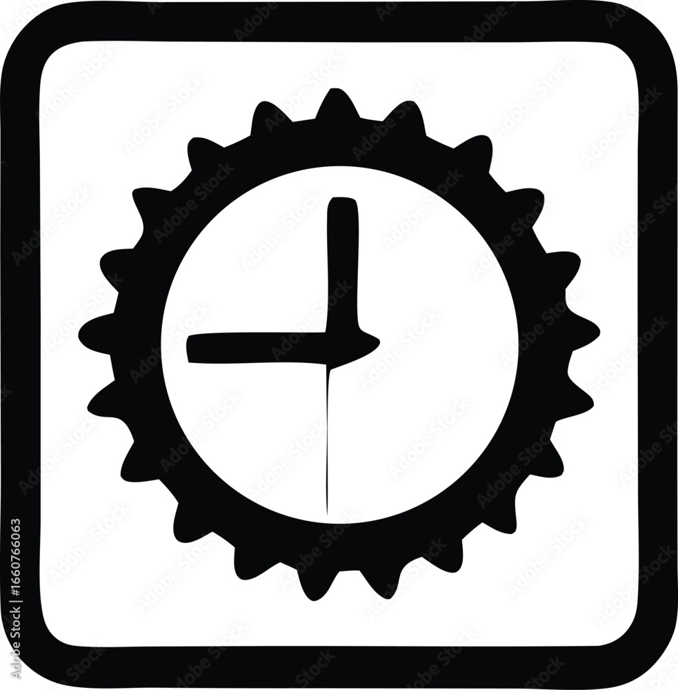 Poster simple cogwheel clock icon a stylized representation of timekeeping mechanism and mechanical precisi