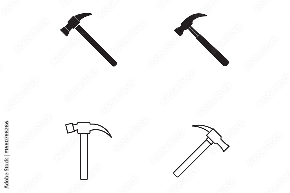 Poster hammer vector illustration with solid and outline design for construction projects and diy enthusias