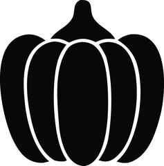 Simple black silhouette of a pumpkin ideal for autumn harvest and halloween themed designs and decorations