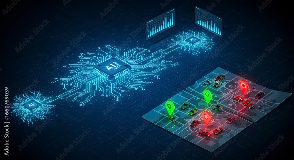 Poster ai-powered fleet management: real-time tracking and data analysis visualization
