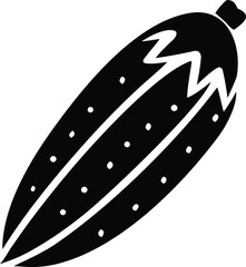 Simple silhouette of a cucumber with detailed texture and natural shape for food and healthy eating concepts