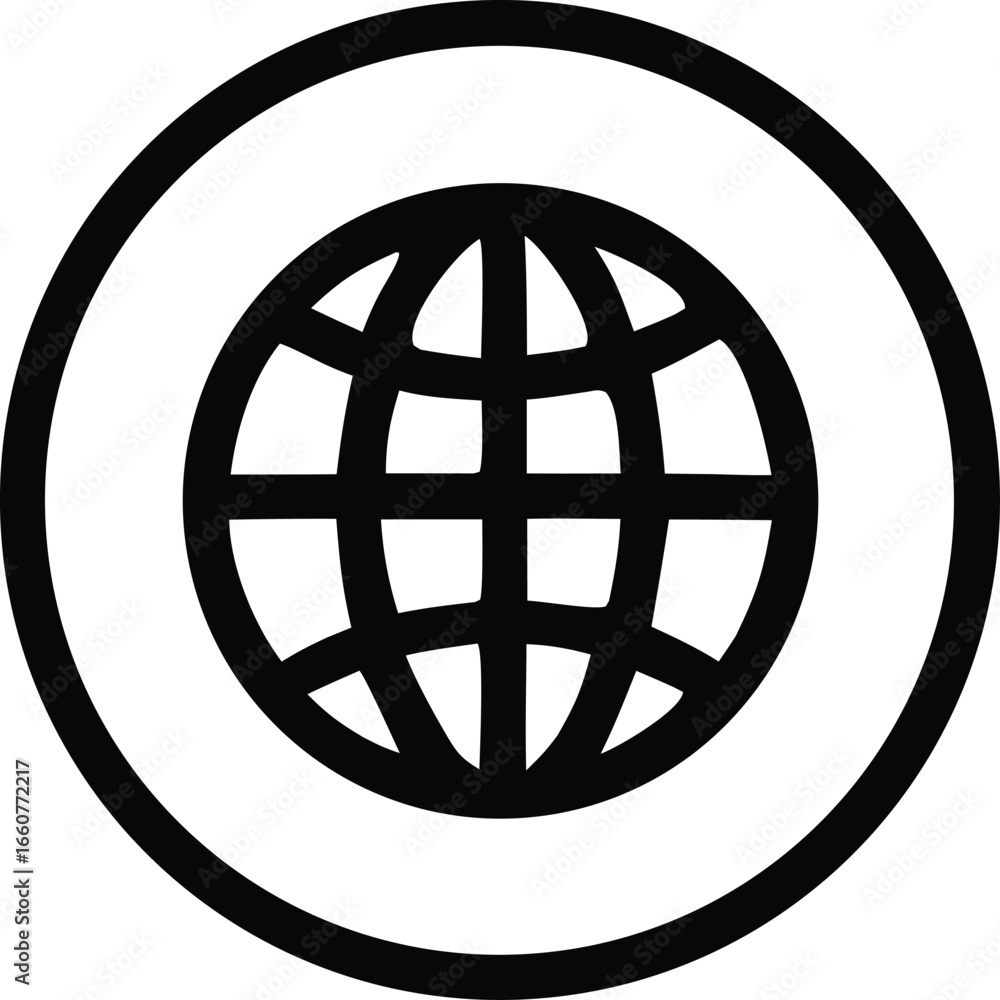 Poster global connectivity icon representing the world wide web and internet access simple black and white 