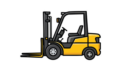 Naklejka premium A Stylized Yellow Forklift Truck Illustration for Logistics and Industrial Applications,Depicting heavy equipment operations and warehouse