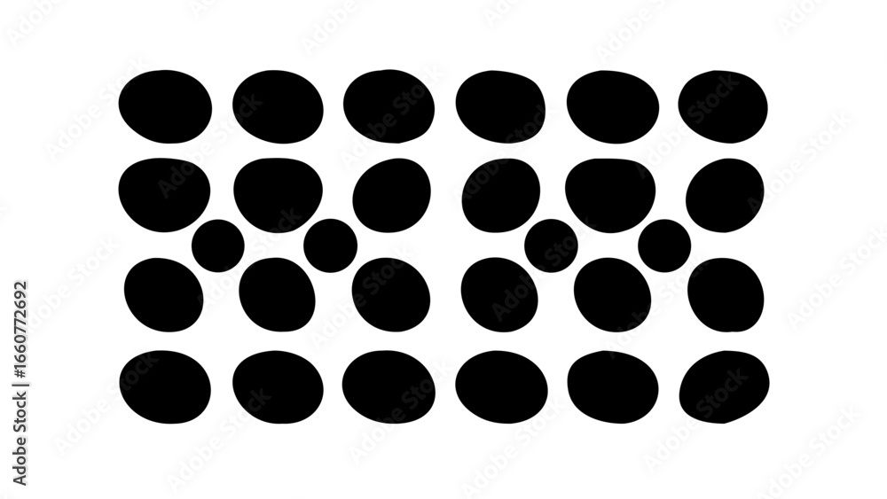 Poster abstract black and white pattern of circles with a hole in the middle, creating a geometric and deco