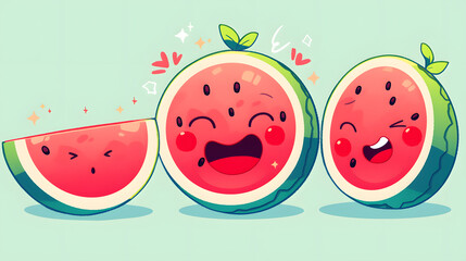 Fototapeta premium laughing watermelon monster sticker flat vector