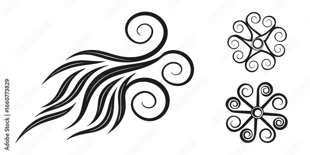 Poster abstract wind swirls and decorative elements, perfect for adding a touch of elegance and style to an