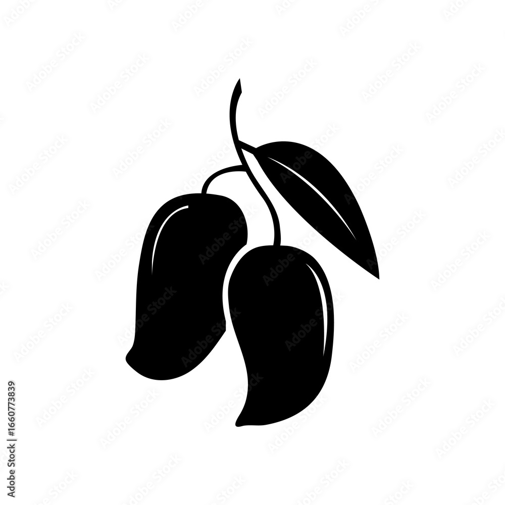 Aufkleber mango icon flat vector set vector flat black simple illustration for web and app..eps