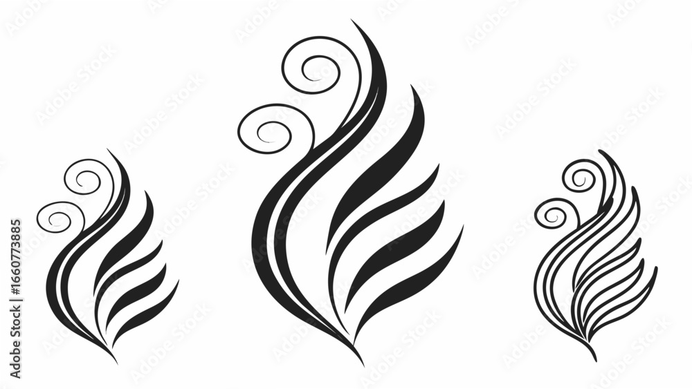Poster elegant black and white floral design elements with swirls for creating decorative patterns and desi