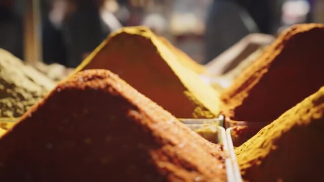 Exotic Flavors A Vibrant Display of Spices in Market, Aromas and Textures of Culinary Delights