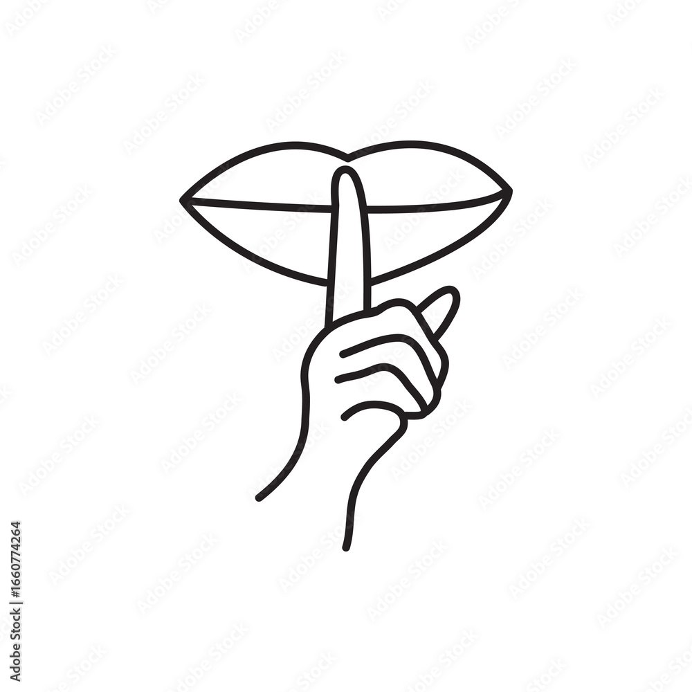 Poster please do quite pssst icon flat vector set outline simple illustration for web and app..eps