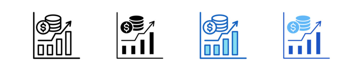 Financial Graph  Icon Set Multiple Style Collection