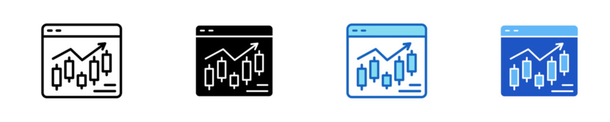Market Index Chart  Icon Set Multiple Style Collection