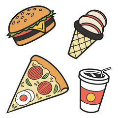 fast food icons set