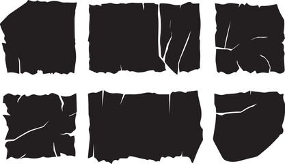Set of Crumpled and Torn Paper Shapes