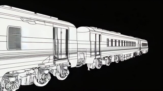 train subway silhouette isolated black and white flat design video illustration animation