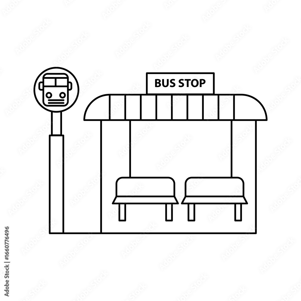 Aufkleber bus stop stand icon isolated flat vector in outline simple illustration for web and app..eps