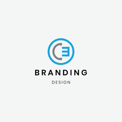 Obraz premium Modern design wave shaped letters CE logo
