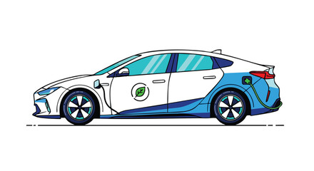Fototapeta premium Futuristic Eco-Friendly Electric Car Illustration Showcasing Sustainable Transportation Design for Green Mobility and Renewable Energy Usage