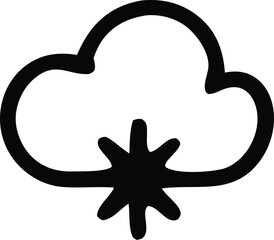 Stylized cloud with snowflake icon symbolizing winter weather forecasts and cold atmospheric conditions for graphics