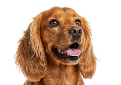 Golden brown cocker spaniel dog isolated on transparent background