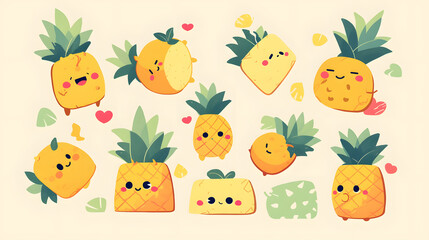 pineapple monster with heart eyes emoji style