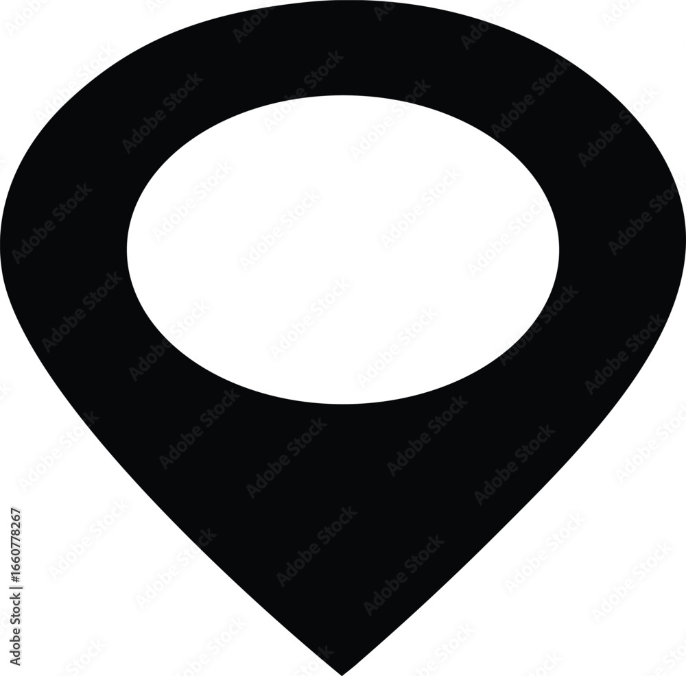Poster simple black and white map pin icon representing location and navigation simple clear graphic symbol