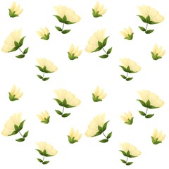 seamless pattern with white flowers and leaves, pattern for textile for textile, gift wrap, wallpapper, baby decoration rooms, blanket, towel