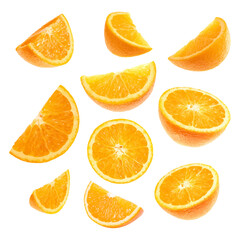Collection of orange slince isollated on a white background. Set of orange slince